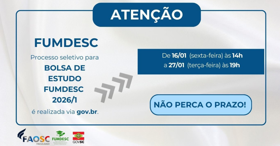 Bolsa de Estudo FUMDESC 2026/1